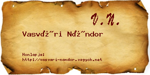 Vasvári Nándor névjegykártya