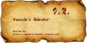 Vasvári Nándor névjegykártya